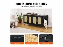 Caja de Arena para Gatos SucceBuy, Muebles Ocultos de Madera con 2 Habitaciones, Color