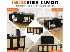 Caja de Arena para Gatos SucceBuy, Muebles Ocultos de Madera con 2 Habitaciones, Color