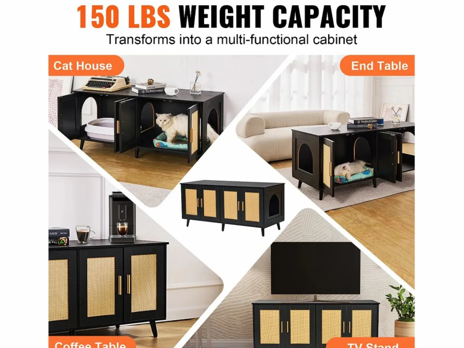 Caja de Arena para Gatos SucceBuy, Muebles Ocultos de Madera con 2 Habitaciones, Color