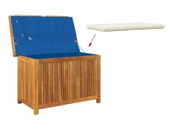 Clearance Caja de cojines para exterior 90x50x60,5 cm madera maciza de acacia Armario De Jardín