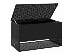 Clearance Caja de cojín exterior negra 100x55x55,5cm resina tejida Negro