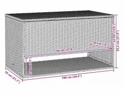 Clearance Caja de cojín exterior negra 100x55x55,5cm resina tejida Negro