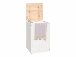Best Caja de lavandería blanca 44x44x66 cm Madera maciza de pino Cesto De Ropa
