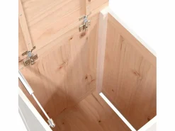 Best Caja de lavandería blanca 44x44x66 cm Madera maciza de pino Cesto De Ropa