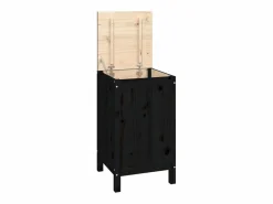 Caja de lavandería negra 44x44x76 cm Madera maciza de pino Cesto De Ropa