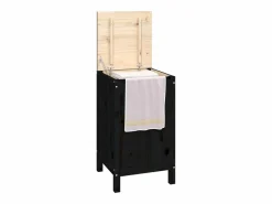 Caja de lavandería negra 44x44x76 cm Madera maciza de pino Cesto De Ropa