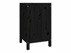 Caja de lavandería negra 44x44x76 cm Madera maciza de pino Cesto De Ropa