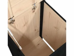 Caja de lavandería negra 44x44x76 cm Madera maciza de pino Cesto De Ropa