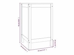 Caja de lavandería negra 44x44x76 cm Madera maciza de pino Cesto De Ropa