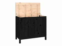 Caja de lavandería negra 88,5x44x76 cm Madera maciza de pino