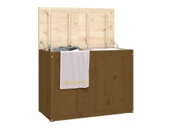 Caja de ropa marrón miel 88,5x44x66 cm Madera maciza de pino Cesto De Ropa