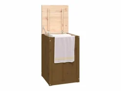 Caja de ropa marrón miel 44x44x66 cm Madera maciza de pino Marru00f3n