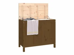 New Caja de ropa marrón miel 88,5x44x76 cm Madera maciza de pino Cesto De Ropa