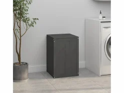 Caja de ropa sucia 44x44x66 cm Madera maciza de pino Gris
