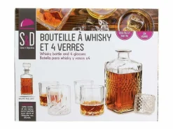 New Cook Concept Caja de whisky con botella y 4 vasos Transparente