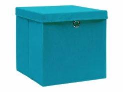 Cajas de almacenaje con tapa 4 uds 28x28x28cm celeste Baúl De Jardín