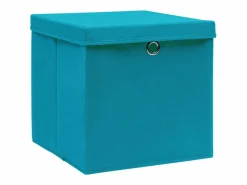 Cajas de almacenaje con tapa 4 uds 28x28x28cm celeste Baúl De Jardín