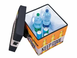 ebuy24 Cajas de almacenamiento Fabo, bolsa refrigeradora, taburete, con tapa, negro, blanco, naranja.