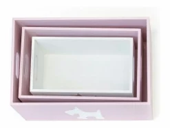 New Cajas set de 3 MDF 15x40x28/13x35x23/11x30x18cm Rosa