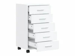 vidaxl Cajonera con ruedas madera contrachapada blanco brillante