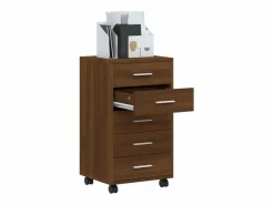 Best vidaxl Cajonera con ruedas madera contrachapada marrón roble Marru00f3n