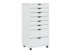 New vidaxl Cajonera con ruedas MOSS madera maciza de pino Blanco