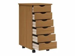 vidaxl Cajonera con ruedas MOSS madera maciza pino marrón miel