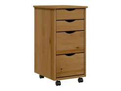 vidaxl Cajonera con ruedas MOSS madera maciza pino marrón miel