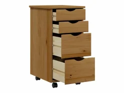 vidaxl Cajonera con ruedas MOSS madera maciza pino marrón miel