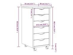 Sale vidaxl Cajonera con ruedas MOSS madera maciza de pino Gris