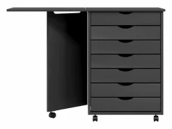 Clearance vidaxl Cajonera con ruedas y escritorio MOSS madera maciza pino Gris