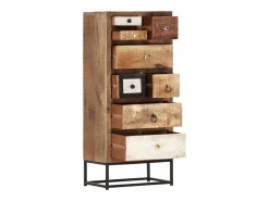 Online vidaxl Cajonera de madera maciza reciclada 45x30x105 cm Marru00f3n