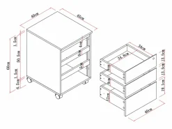 Clearance Vente-unique Cajonera de oficina con 3 cajones en color - OLBERDA Blanco