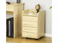 Hot Vinsetto Cajonera de oficina madera natural 40x36x65 cm Marru00f3n