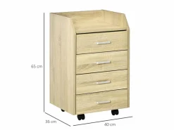 Hot Vinsetto Cajonera de oficina madera natural 40x36x65 cm Marru00f3n