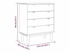 vidaxl Cajonera OTTA madera maciza de pino 76,5x39,5x90 cm