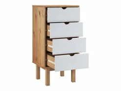 Best vidaxl Cajonera OTTA madera maciza de pino marrón y 45x39x90 cm Blanco