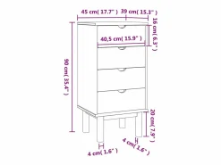 Best vidaxl Cajonera OTTA madera maciza de pino marrón y 45x39x90 cm Blanco