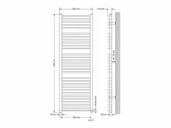LuxeBath Calentador de toallas Design, 600 x 1800 mm, antracita, conexión lateral, forma curva