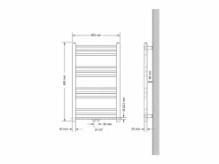 Discount Calentador de toallas no eléctrico Sahara, 600 x 800 mm, , conexión central Toallero Eléctrico