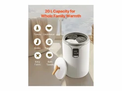Calentador de Toallas SucceBuy 20 L, Cubo Secatoallas para Baño Spa, con Pantalla LED, Regulación de Temperatura, Bloqueo de Seguridad