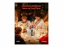 Best Calentadores de Comida SucceBuy Juego de 4 Calentadores de Bufé Redondos de 4.7 L, de Acero Inoxidable, con 4 Cuencos de Gran Capacidad, Tapa y Pinzas