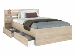 Cama 120 x 190 cm con 4 cajones color natural + somier + colchón - TENALIA Cama Infantil