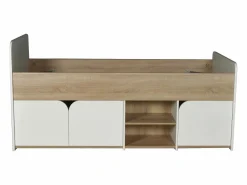 Discount Cama 90 x 190 cm con almacenaje en color natural y blanco - LOSTYA Cama Infantil