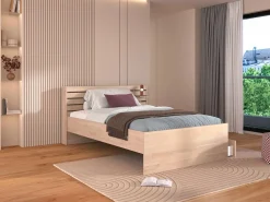 Vente-unique Cama 120 x 190 cm con almacenaje color natural + somier + colchón - TENALIA