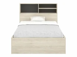 Clearance Cama 120 x 190 cm con almacenaje en color natural y antracita + somier - VARDIEL Cama Con Almacenaje|Cama Infantil