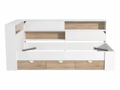 Vente-unique Cama 90 x 190 cm con almacenaje en color blanco y natural + somier - TAMADU