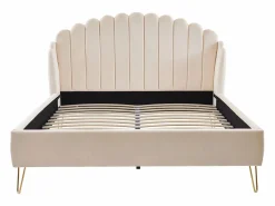 Hot Cama 140 x 190 cm con cabecero ondulado de terciopelo + colchón - SAGALI Cama Terciopelo