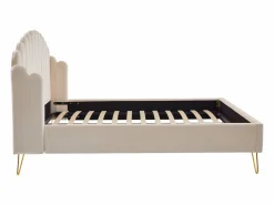 Hot Cama 140 x 190 cm con cabecero ondulado de terciopelo + colchón - SAGALI Cama Terciopelo