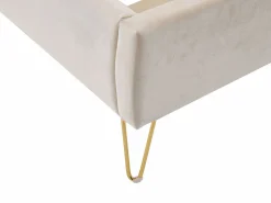 Vente-unique Cama 140 x 190 cm con cabecero ondeado en terciopelo - SAGALI Beige